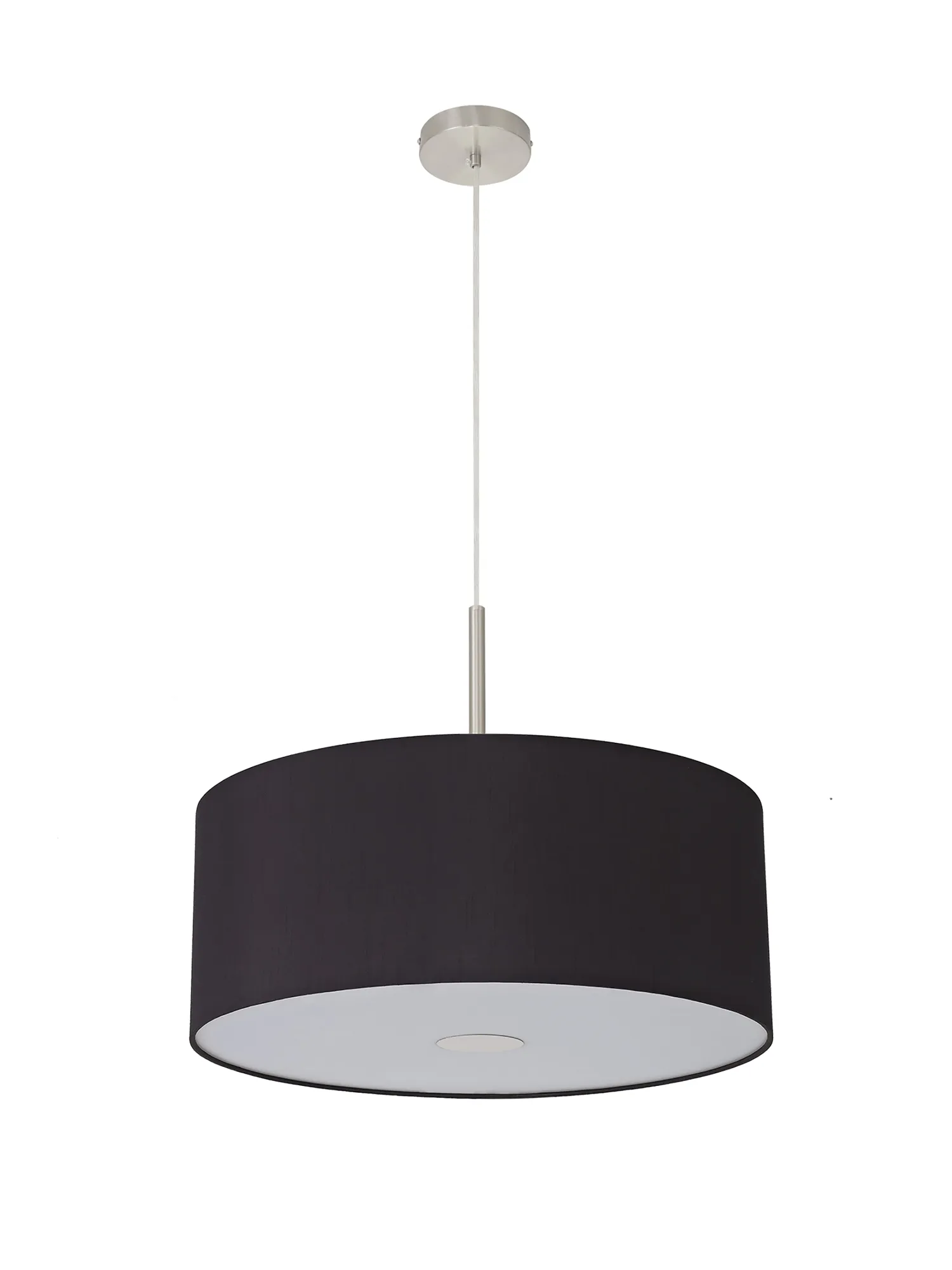 Baymont 50cm Pendant 1 Light Satin Nickel, Black, Frosted Diffuser DK0309  Deco Baymont SN BL
